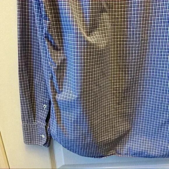Banana Republic Men's Button Down Shirt Slim Fit Blue White Plaid Mens Small - Picture 8 of 15